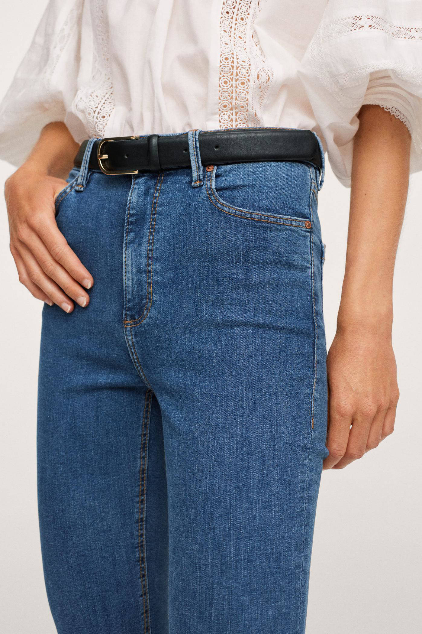 Mango high waist skinny jeans Noa middenblauw | wehkamp