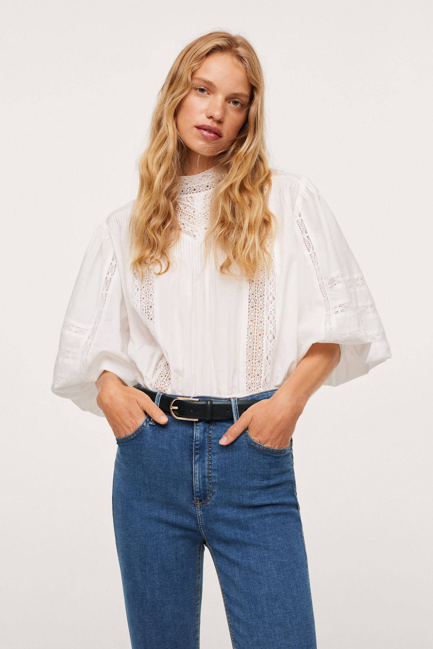 Mango high waist skinny jeans Noa middenblauw | wehkamp