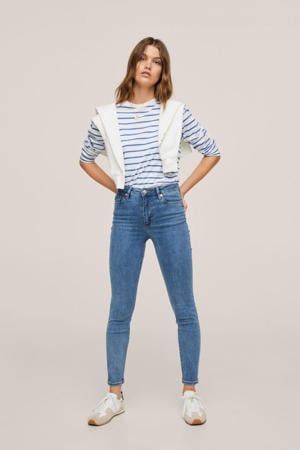 high waist skinny jeans blue denim
