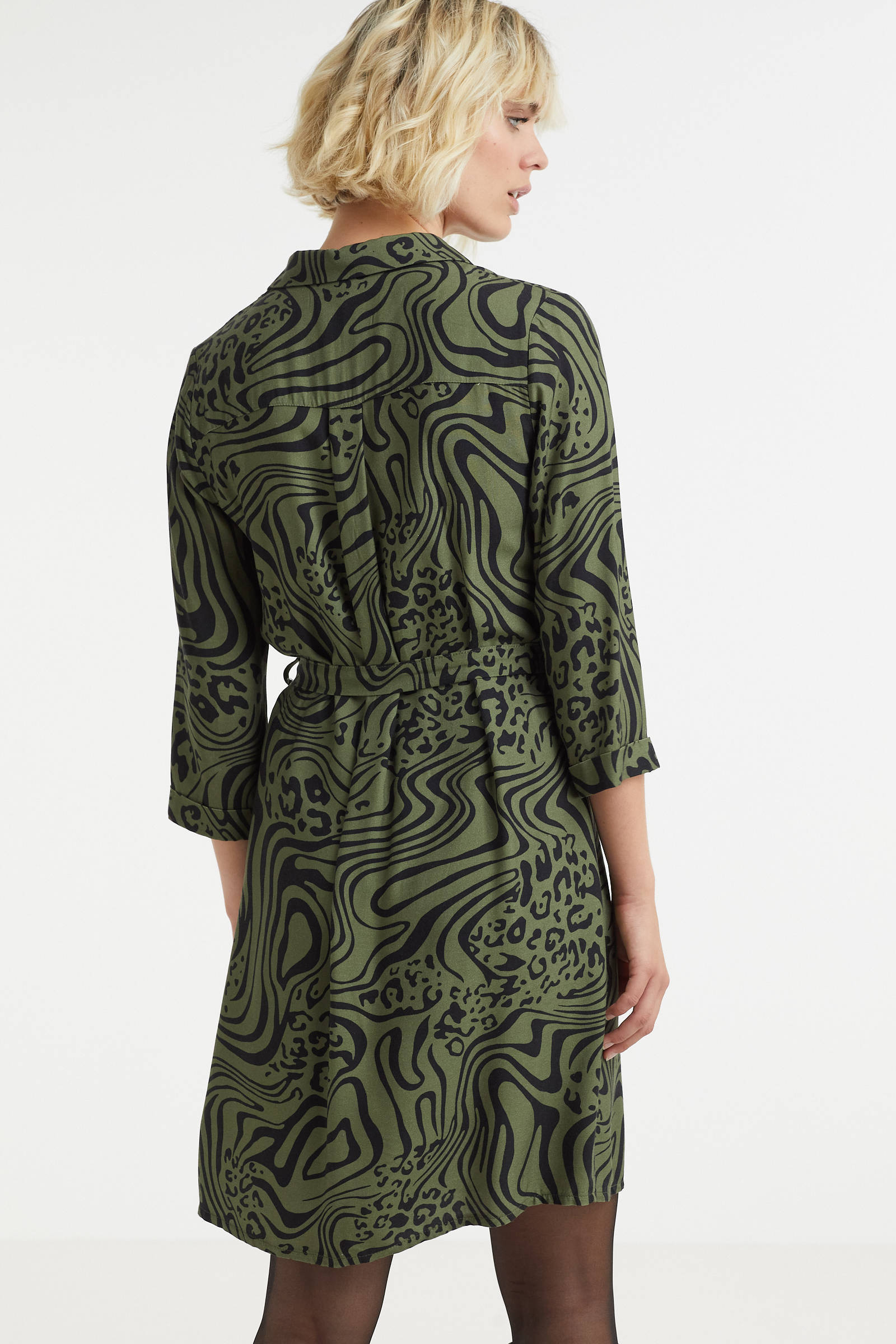 Smashed Lemon jurk met all over print groen/zwart online kopen
