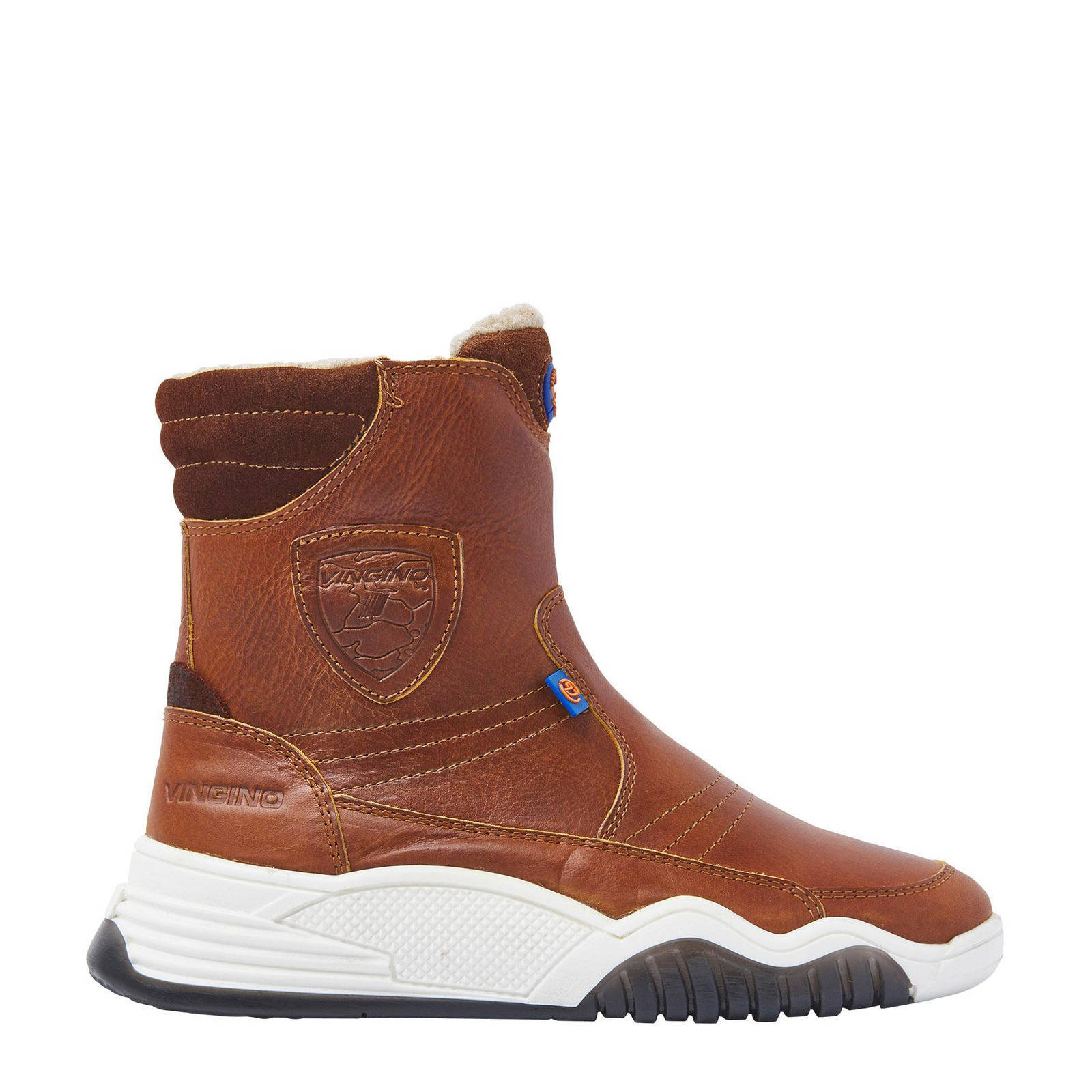 Vingino Spike leren enkelboots cognac | wehkamp