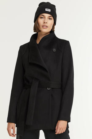  coat met wol zwart