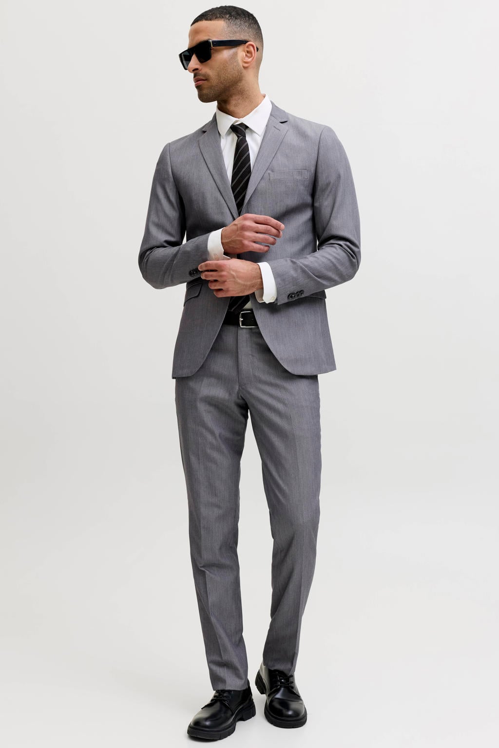 JACK & JONES ESSENTIALS super slim kostuum JPRFRANCO grijs melange