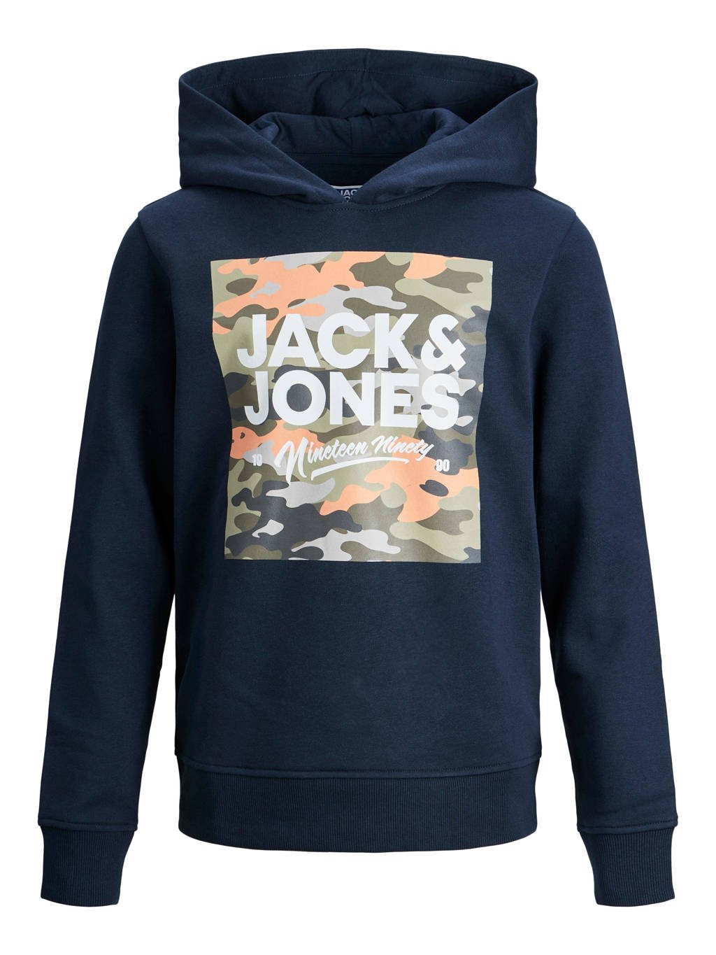 JACK & JONES JUNIOR hoodie JJPETE met printopdruk donkerblauw