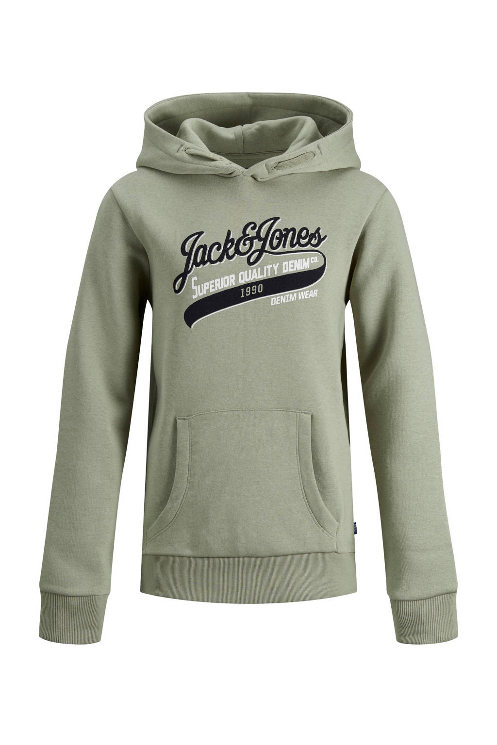 JACK & JONES JUNIOR hoodie JJELOGO met logo olijfgroen