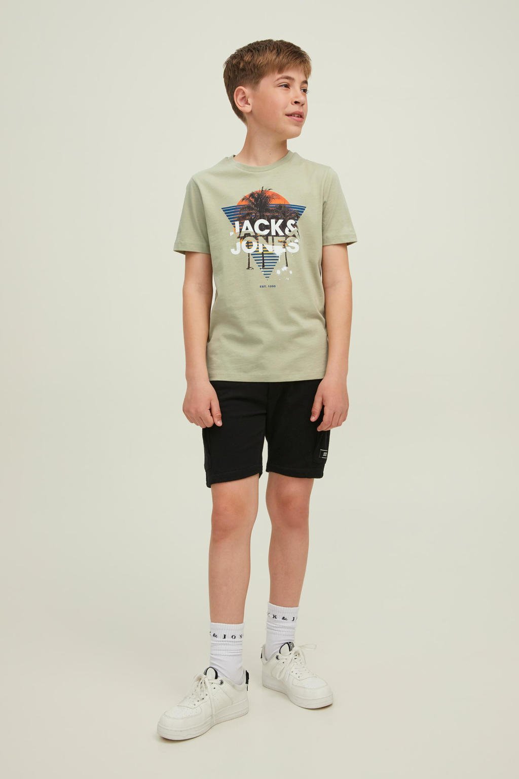 JACK & JONES JUNIOR T-shirt JJBREEZE met printopdruk groen
