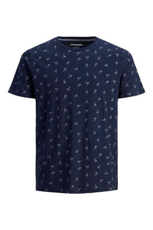 T-shirt JJTRISTAN met all over print donkerblauw