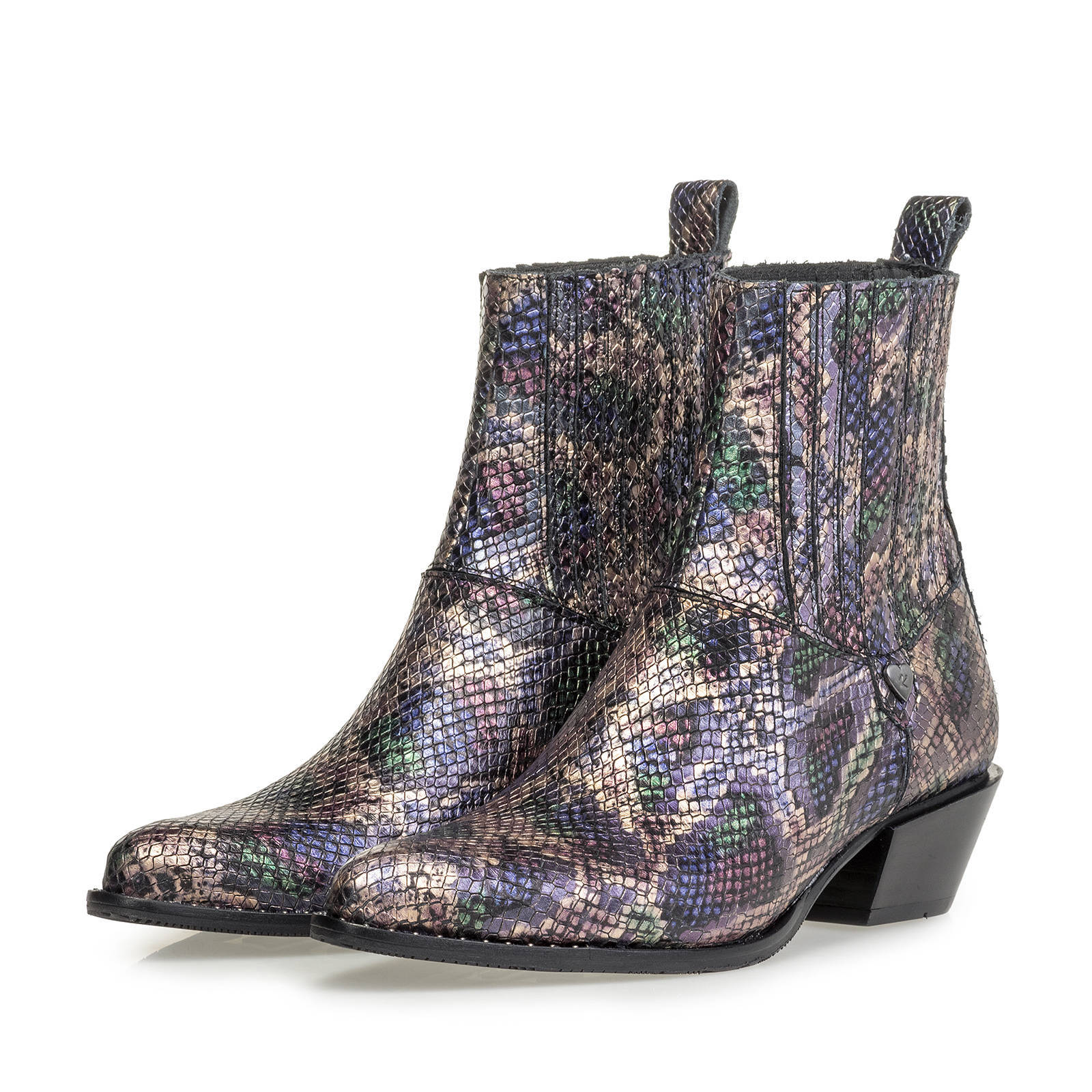 Floris van Bommel ENZI leren enkellaarzen met slangenprint roze | wehkamp