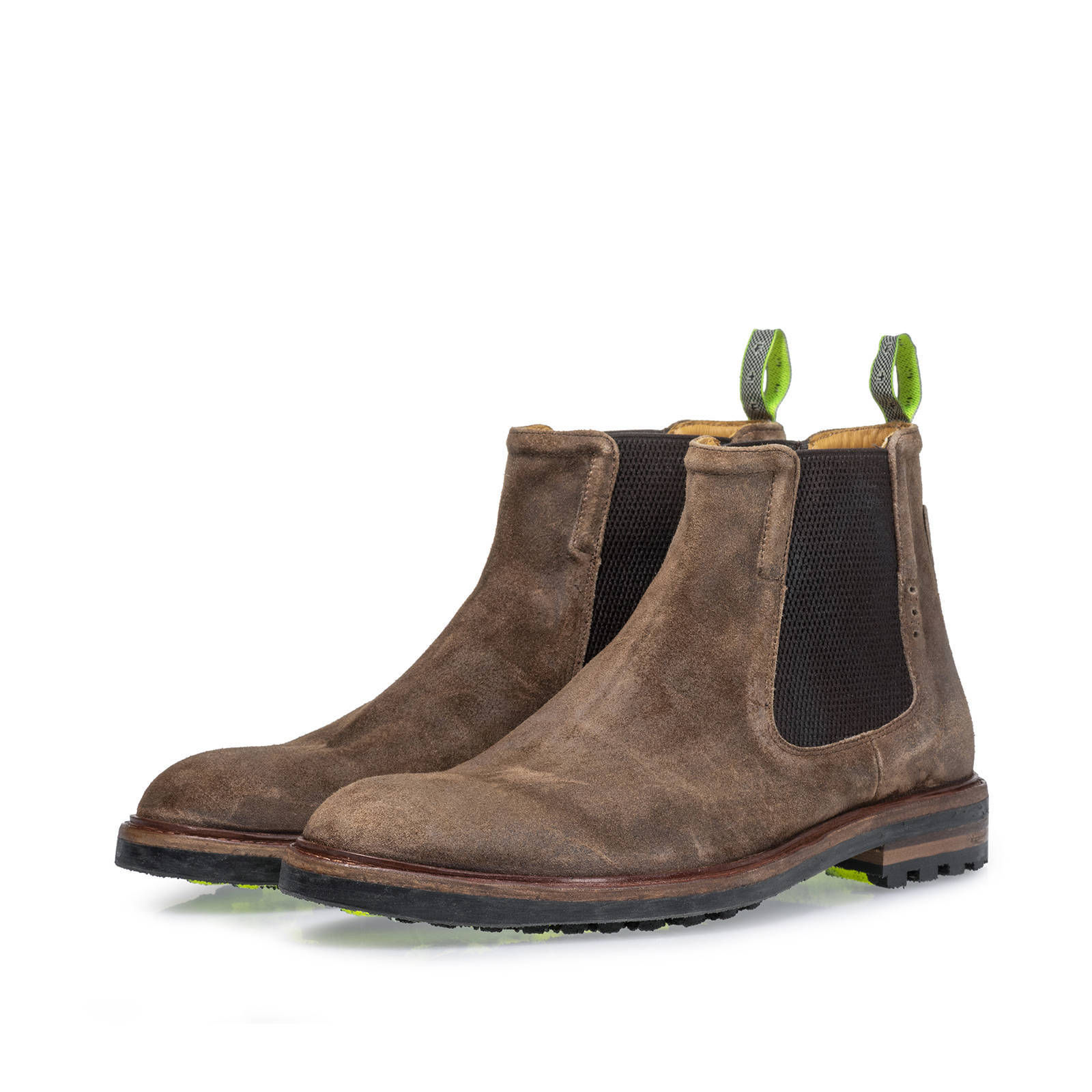 Floris van Bommel Rocki suède chelsea boots bruin | wehkamp