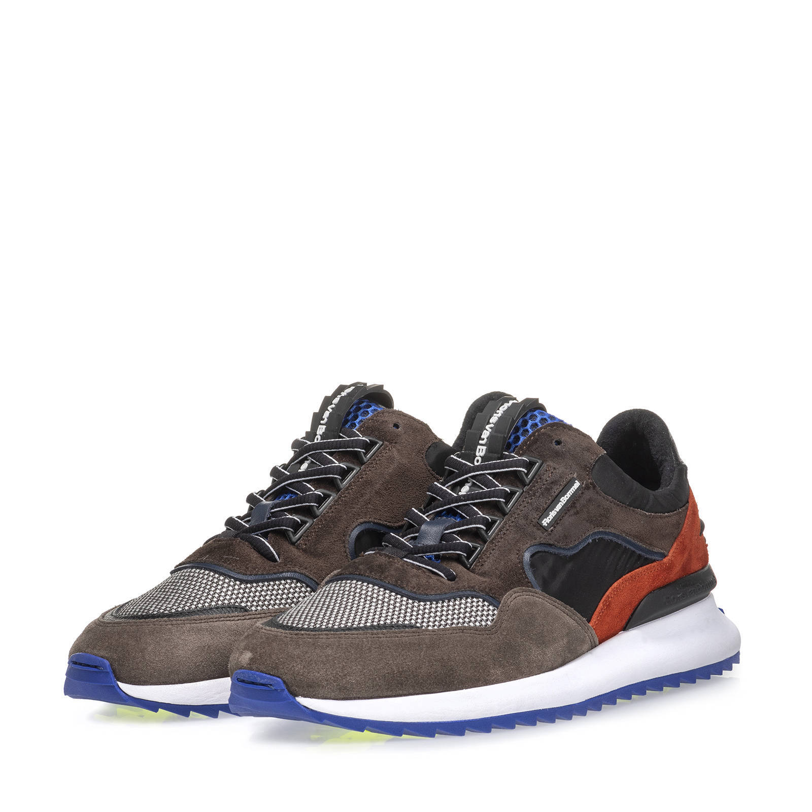 Floris van Bommel Sharki suède sneakers bruin/multi | wehkamp