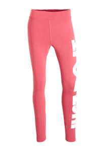 Roze en witte dames Nike legging van katoen met slim fit, regular waist, elastische tailleband en logo dessin