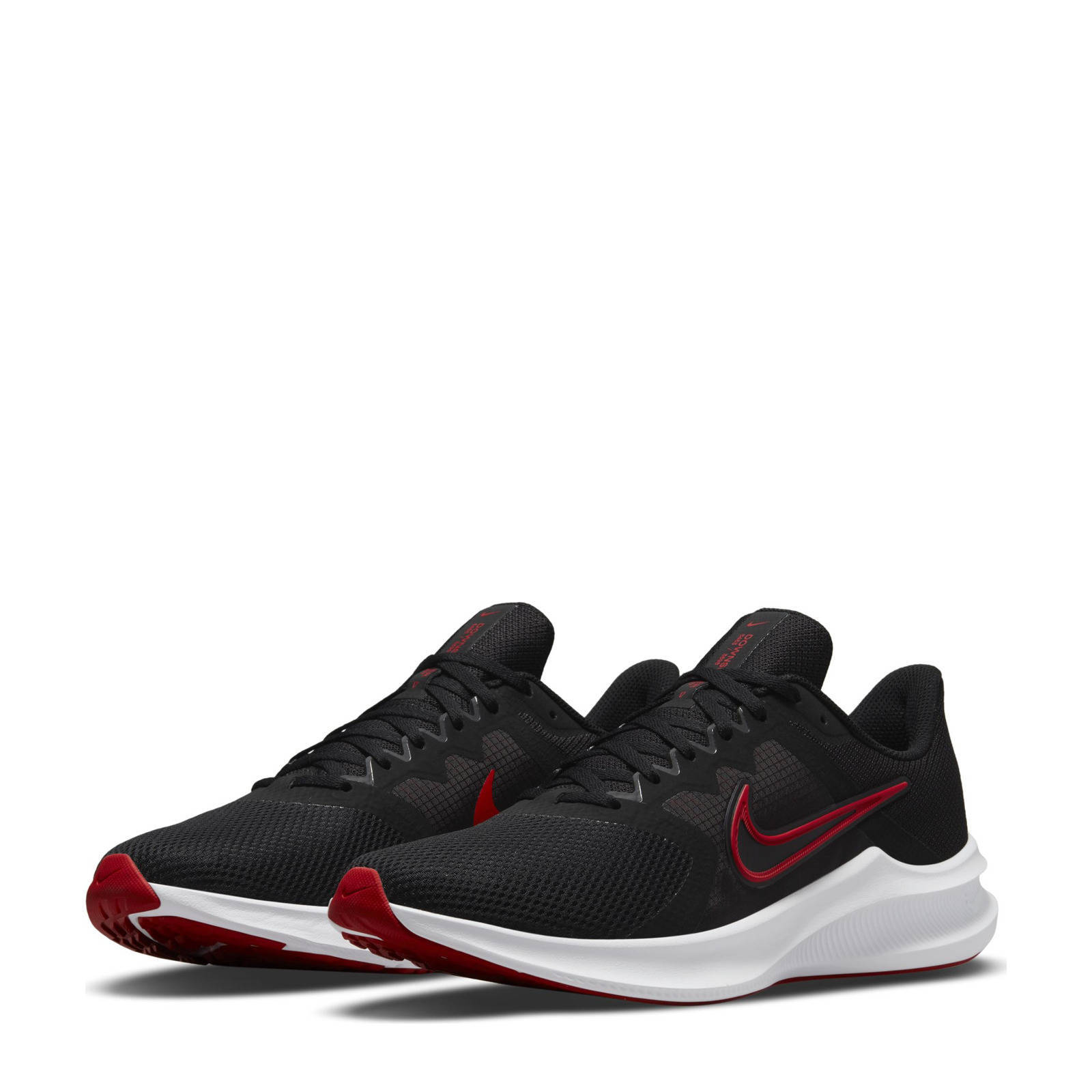 Nike Downshifter 11 hardloopschoenen zwart/rood/wit | wehkamp