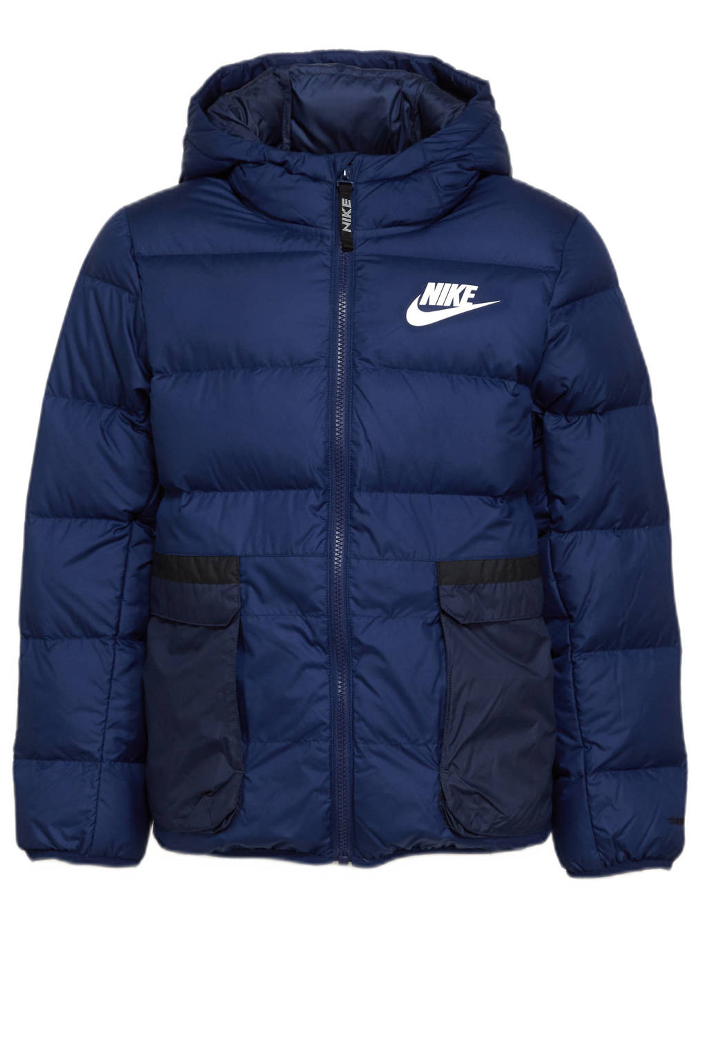 Nike gewatteerde jas met logo blauw, Blauw