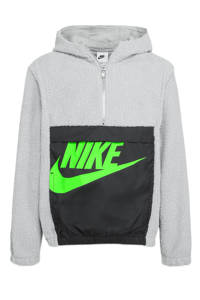 Nike fleece hoodie grijs/zwart/limegroen, Grijs/zwart/limegroen