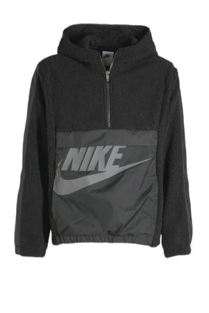 fleece hoodie zwart/grijs