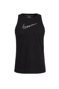 Zwarte dames Nike sport T-shirt van katoen met logo dessin en ronde hals