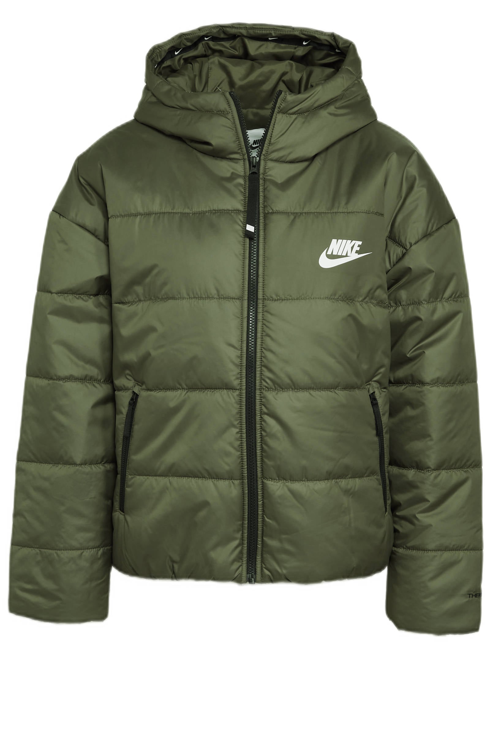 Nike gewatteerde jas met logo groen | wehkamp