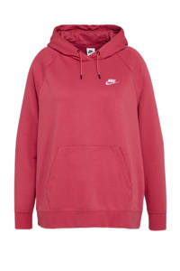 Roze dames Nike Plus Size sporthoodie van katoen met logo dessin, lange mouwen en capuchon