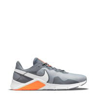 Grijs, wit en oranje heren Nike Legend Essentail 2 fitness schoenen van mesh met veters