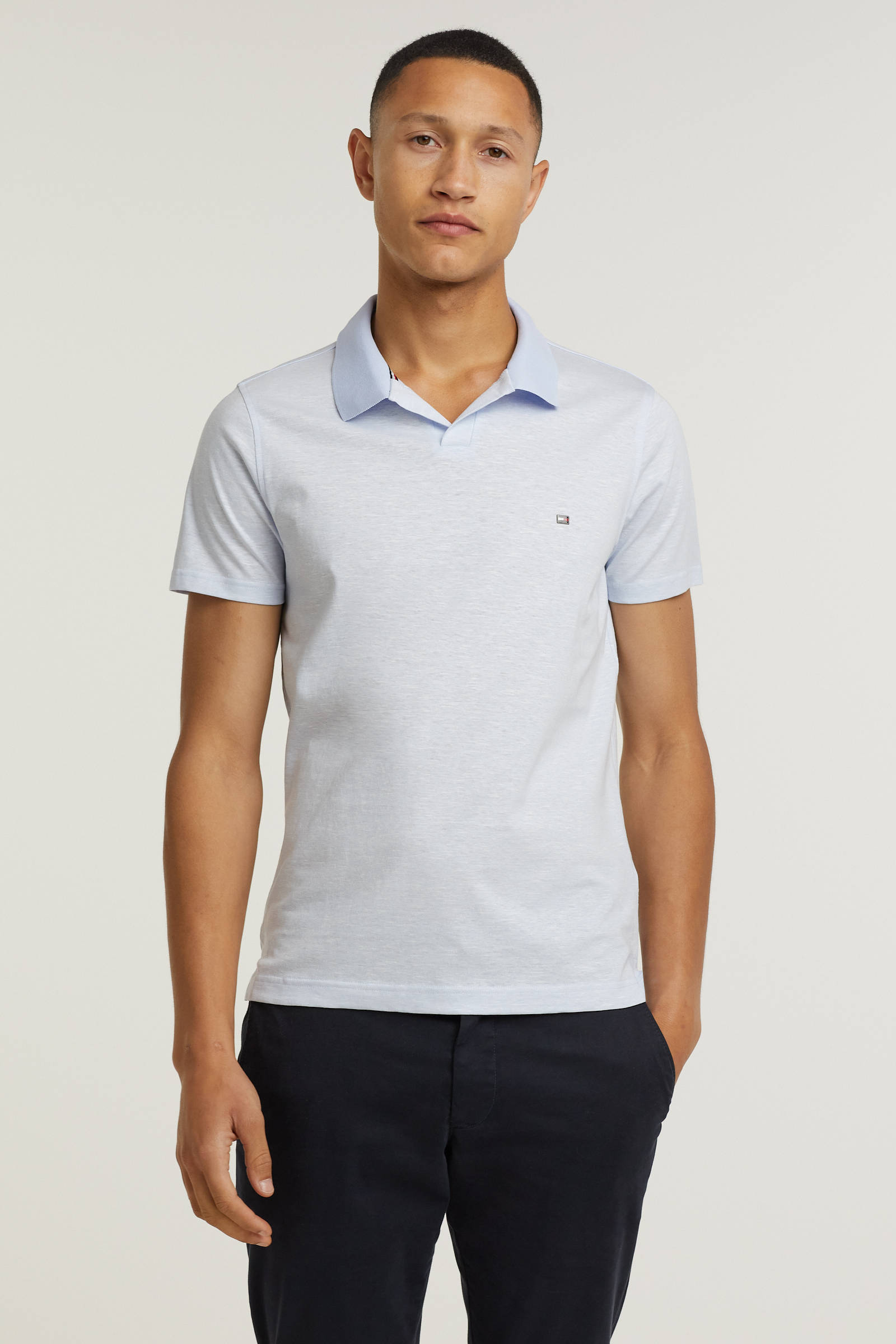 Tommy Hilfiger slim fit polo lichtblauw | wehkamp