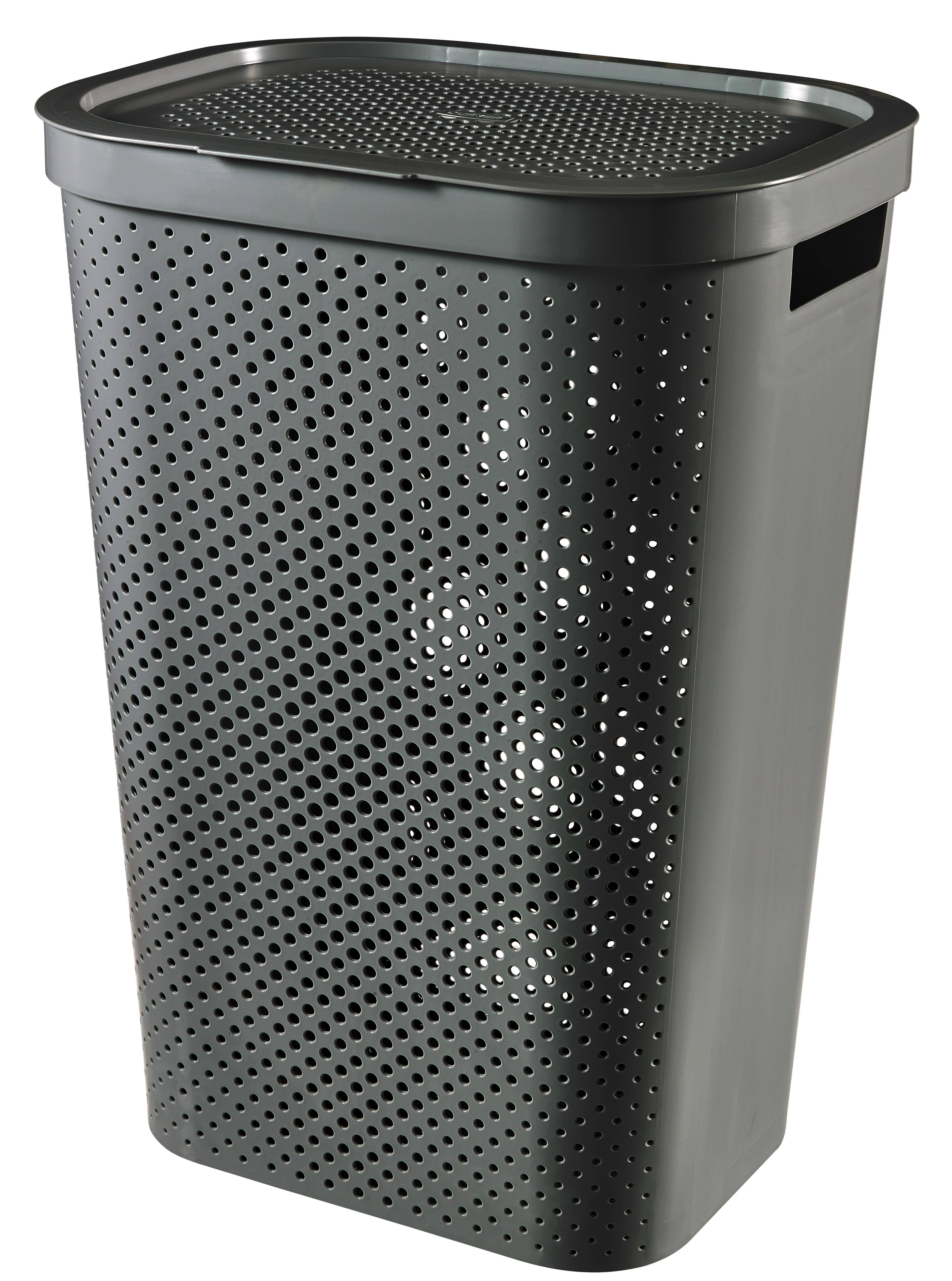 Curver Infinity Dots Wasbox Recycled 60 Liter Antraciet 44x35x60cm online kopen