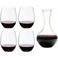 Riedel Rode Wijnglazenset O Wine - 4 stuks met Decanteerkaraf Syrah