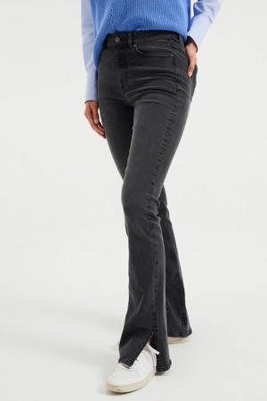 high waist flared jeans antraciet