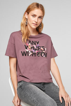 T-shirt met printopdruk paars