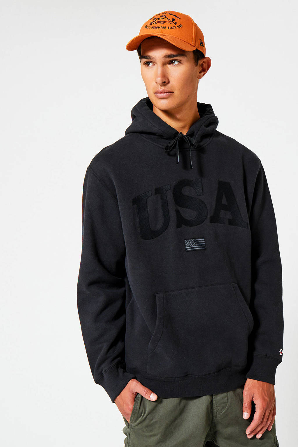 America Today hoodie Sanford Hood met printopdruk washed black