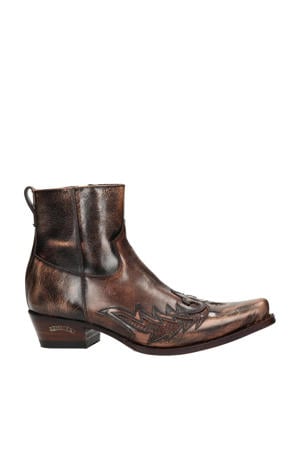 12185 Mimo leren cowboylaarzen donkerbruin