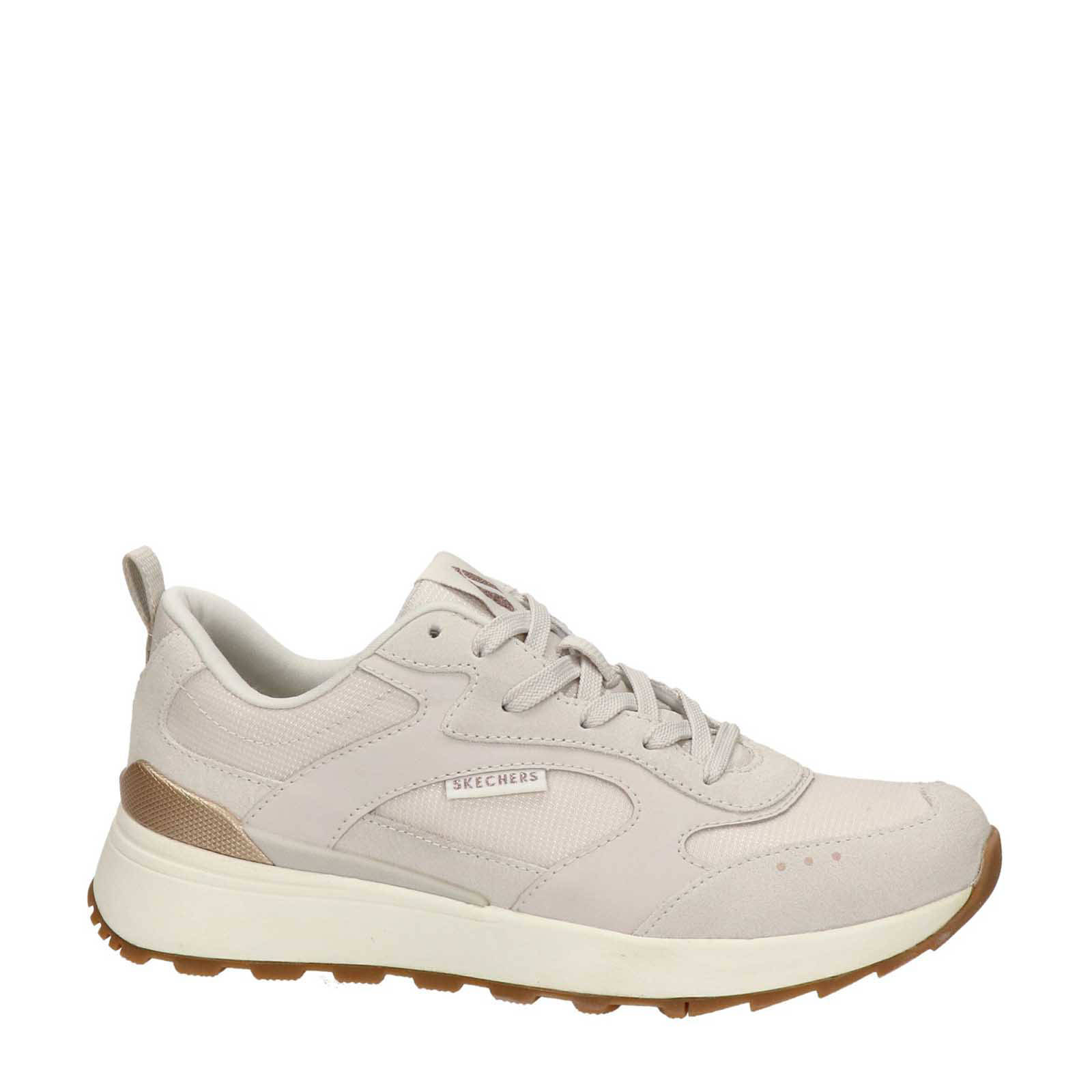 Skechers Street Sunny Feet leren sneakers ecru beige wehkamp