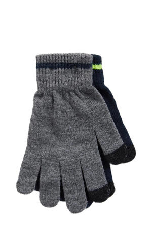 handschoenen - set van 2 grijs/blauw