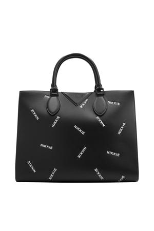  shopper Davina met logoprint zwart