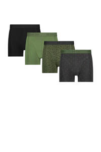 ten Cate Cotton Stretch boxershort (set van 4), donkergroen/zwart/grijs