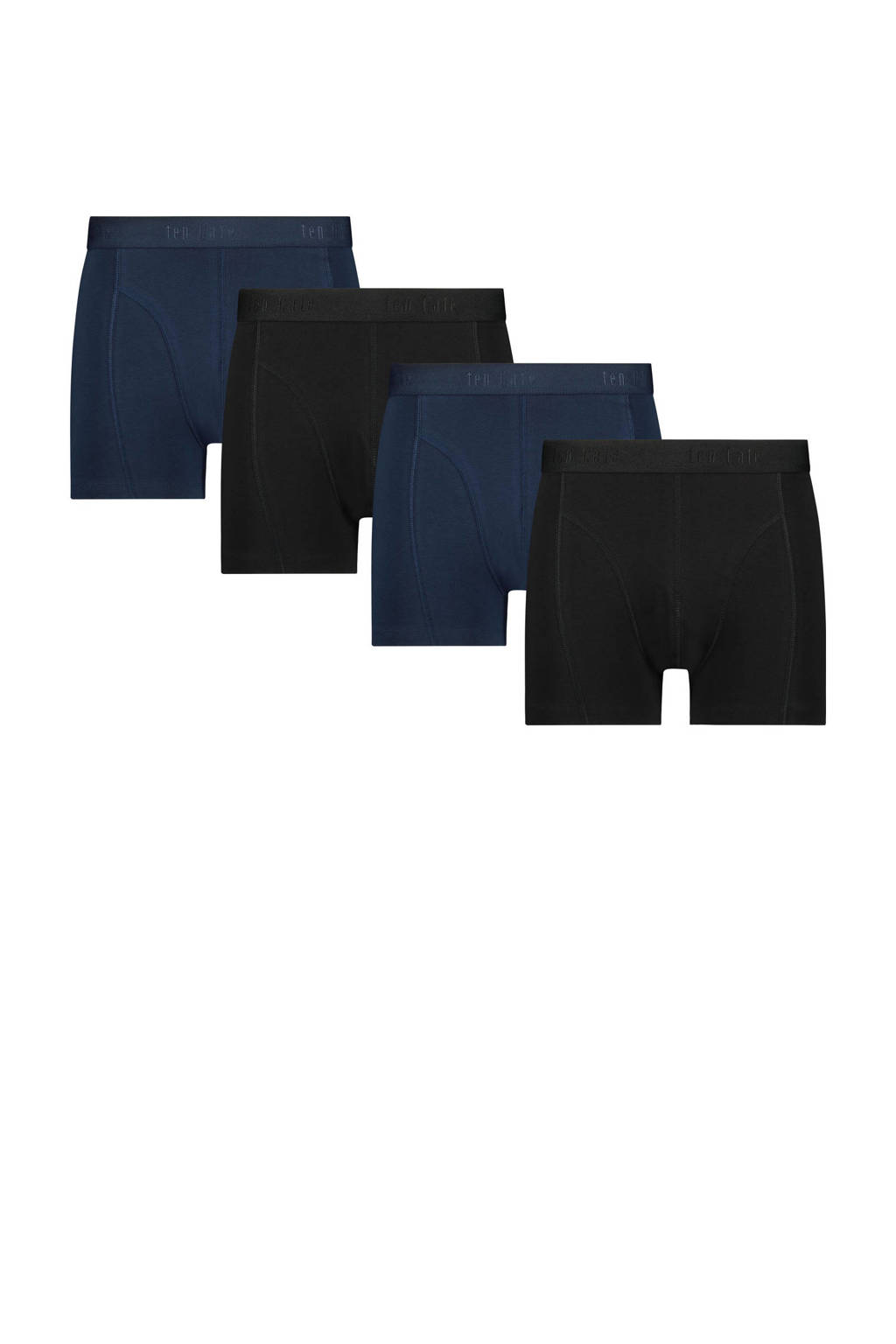 ten Cate Cotton Stretch boxershort (set van 4), Zwart/grijs/donkerblauw