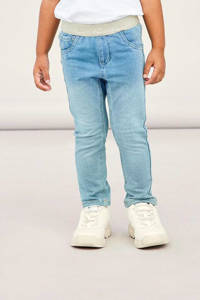 Lichtblauwe meisjes NAME IT MINI slim fit jeans van duurzaam stretchkatoen met regular waist en elastische tailleband