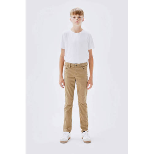 NAME IT KIDS slim fit broek NKMTHEO beige afbeelding
