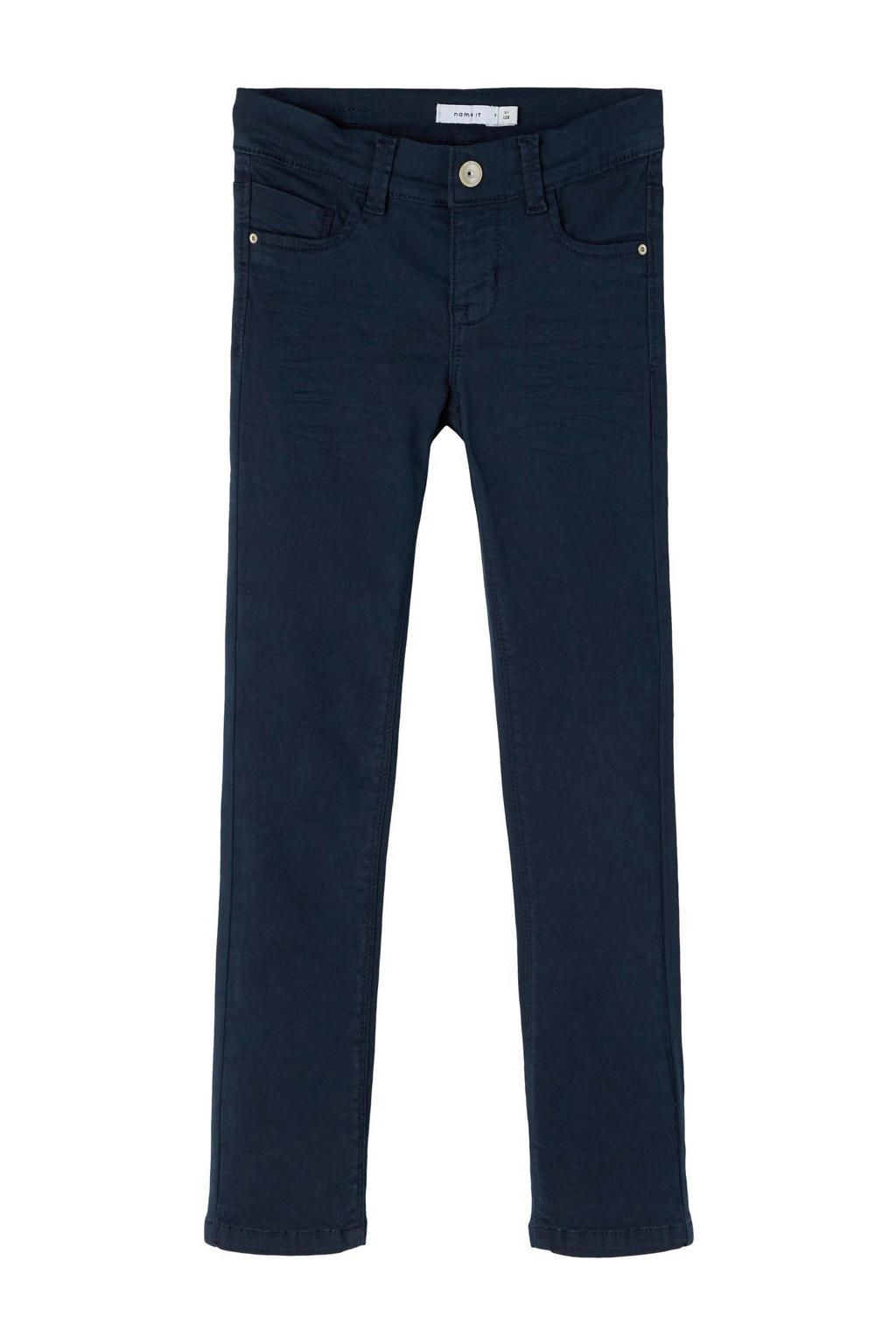 Donkerblauwe meisjes NAME IT skinny jeans van stretchdenim met regular waist en rits- en knoopsluiting