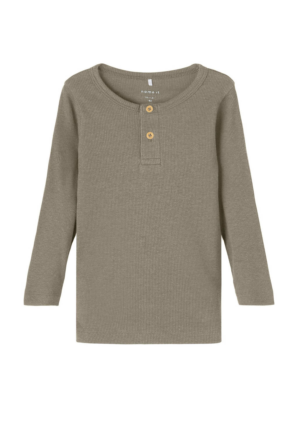 Groene jongens NAME IT MINI ribgebreide longsleeve katoen met lange mouwen en ronde hals