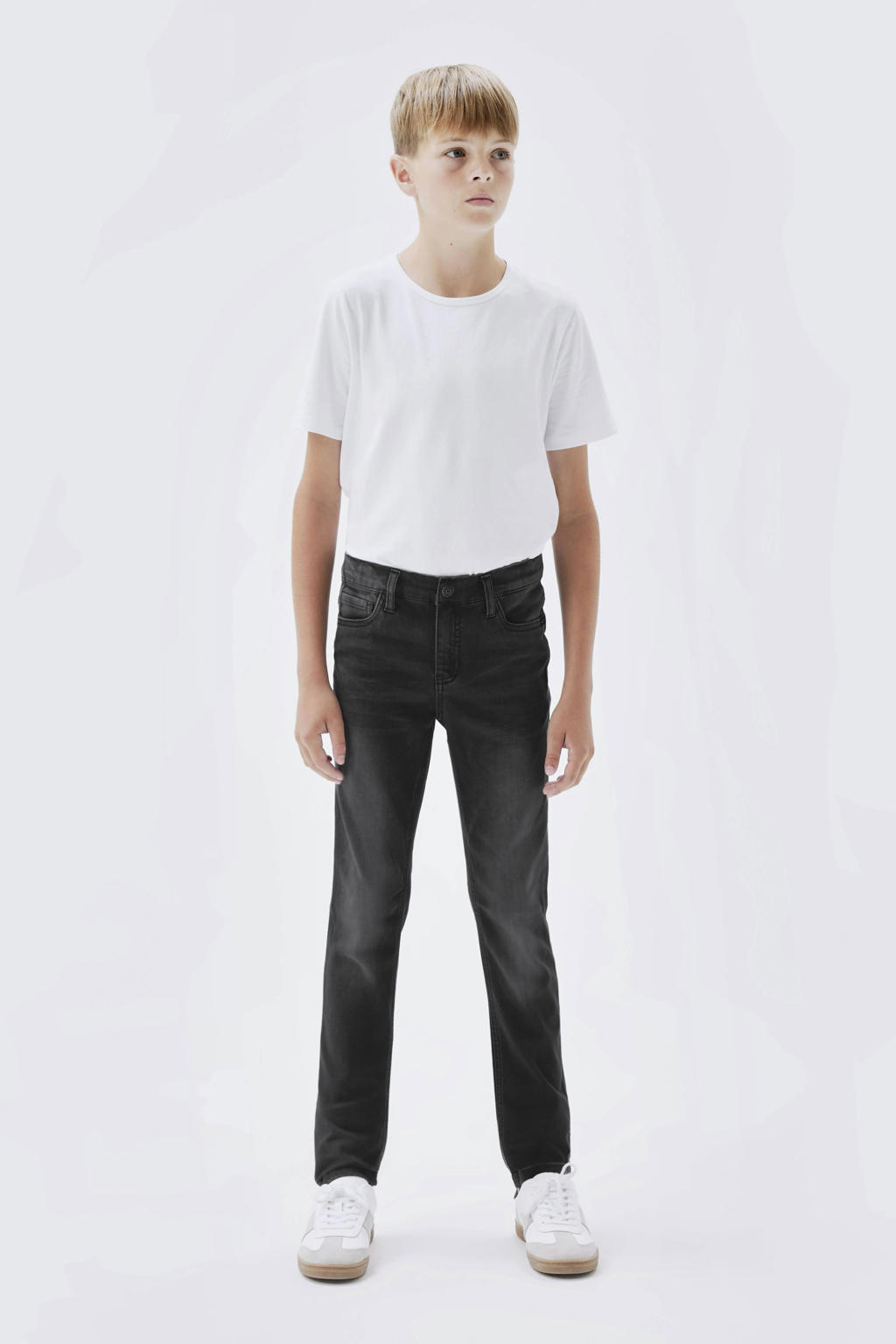 NAME IT KIDS slim fit jeans NKMTHEO grijs stonewashed
