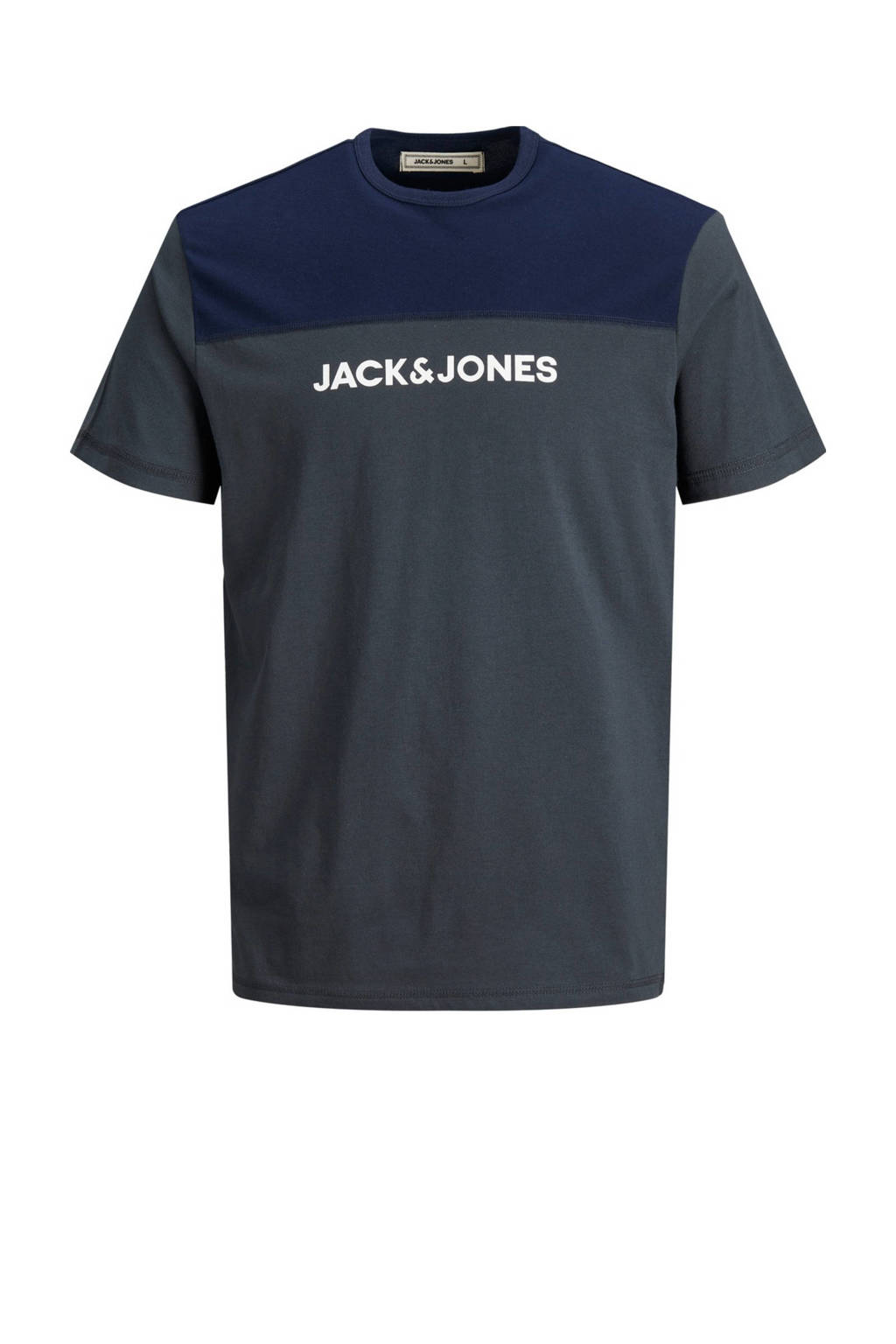 JACK & JONES T-shirt JACSMITH met logo donkergrijs/donkerblauw, Donkergrijs/donkerblauw