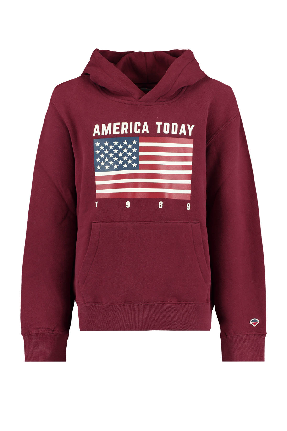 America Today Junior hoodie Steven Flag met printopdruk donkerrood online kopen