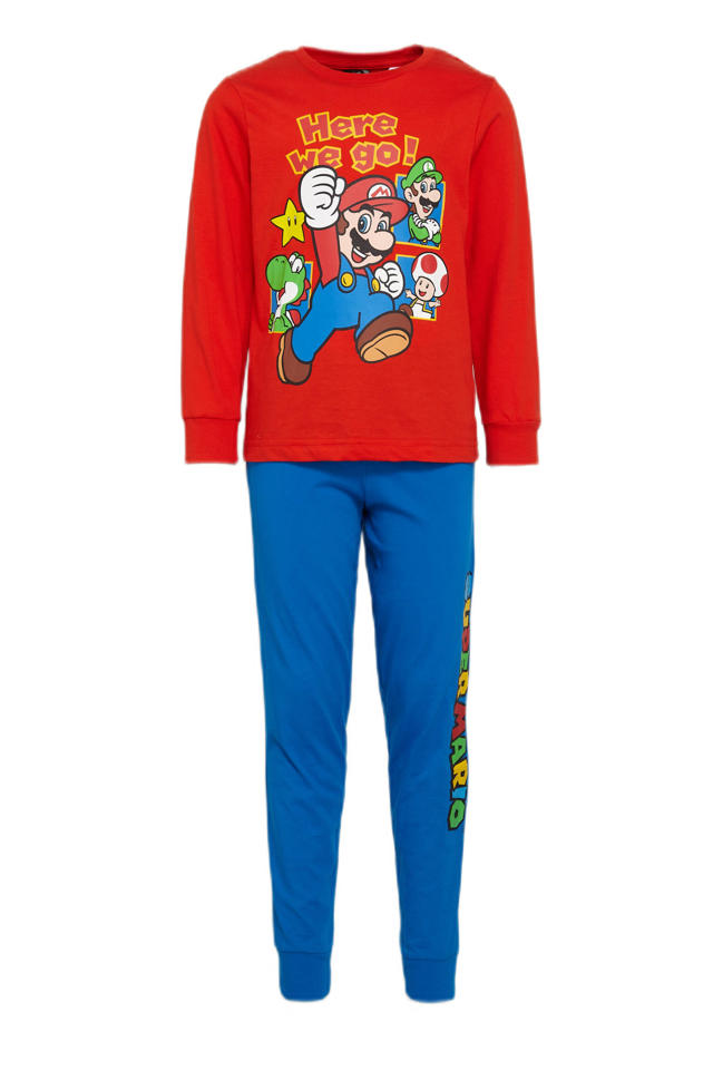 Versnipperd abstract kussen C&A Super Mario pyjama van biologisch katoen rood/blauw | wehkamp
