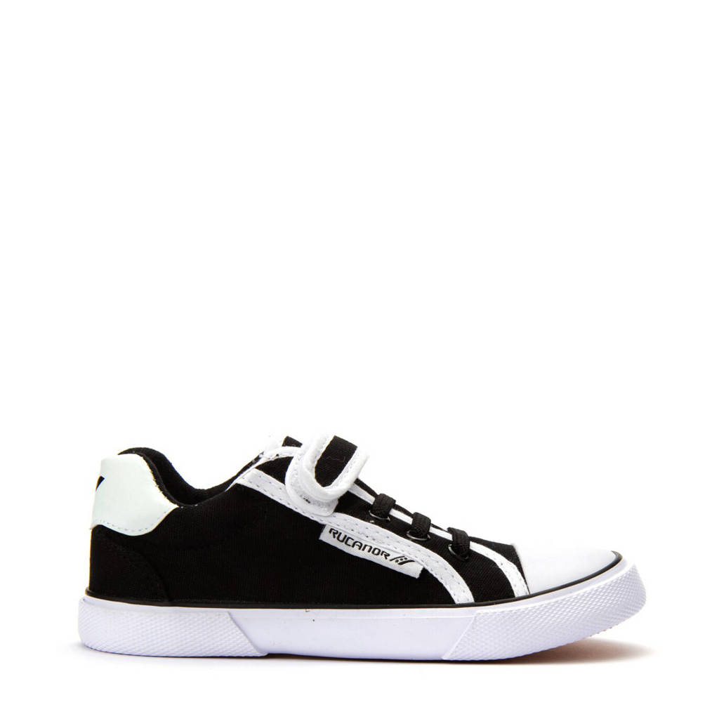 Zwart en witte jongens en meisjes Rucanor gymschoenen kids van canvas met veters