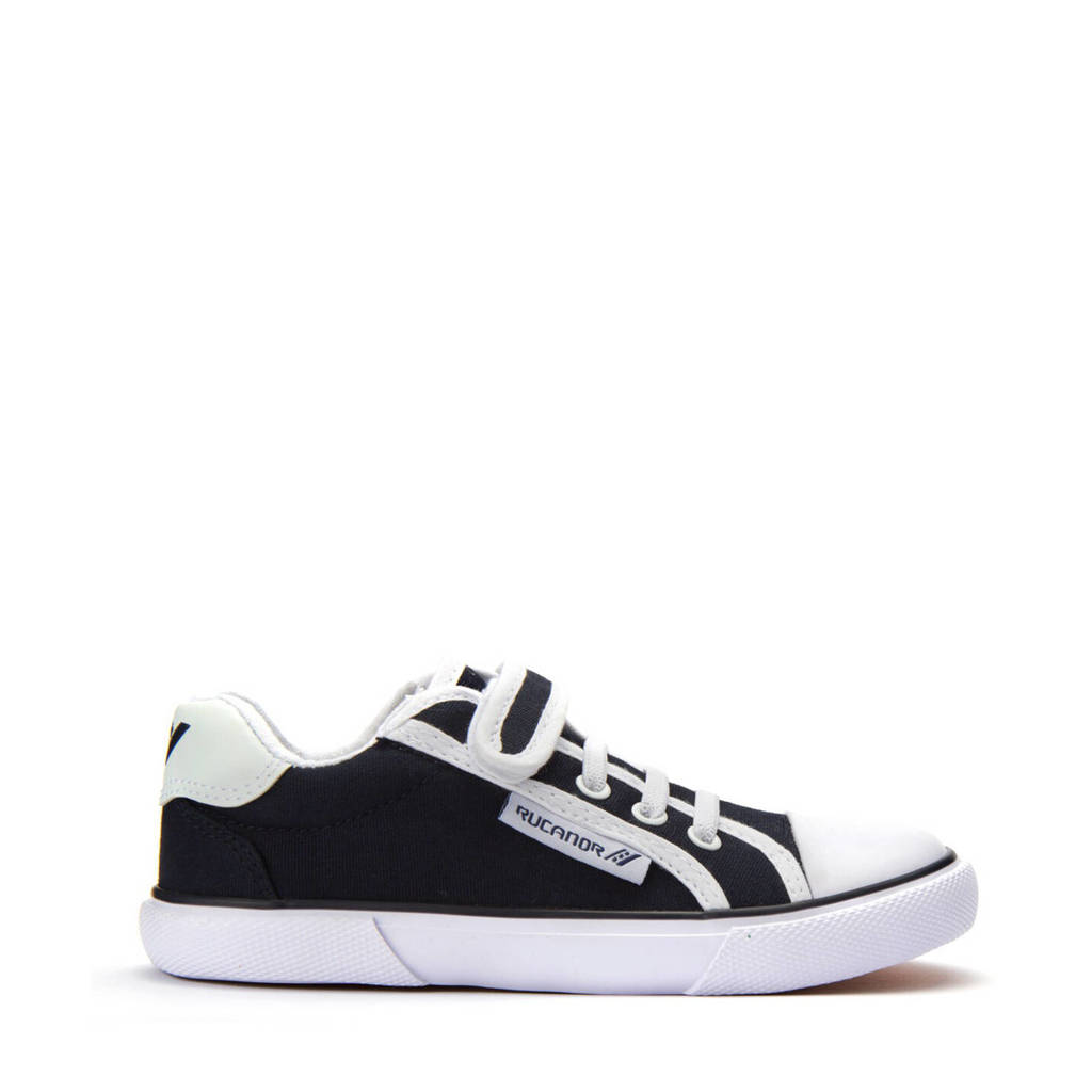 Donkerblauw en witte jongens en meisjes Rucanor gymschoenen kids van canvas met veters