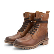 thumbnail: Travelin Kvinlog Lady  leren veterboots cognac