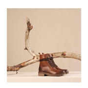 thumbnail: Travelin Kvinlog Lady  leren veterboots cognac