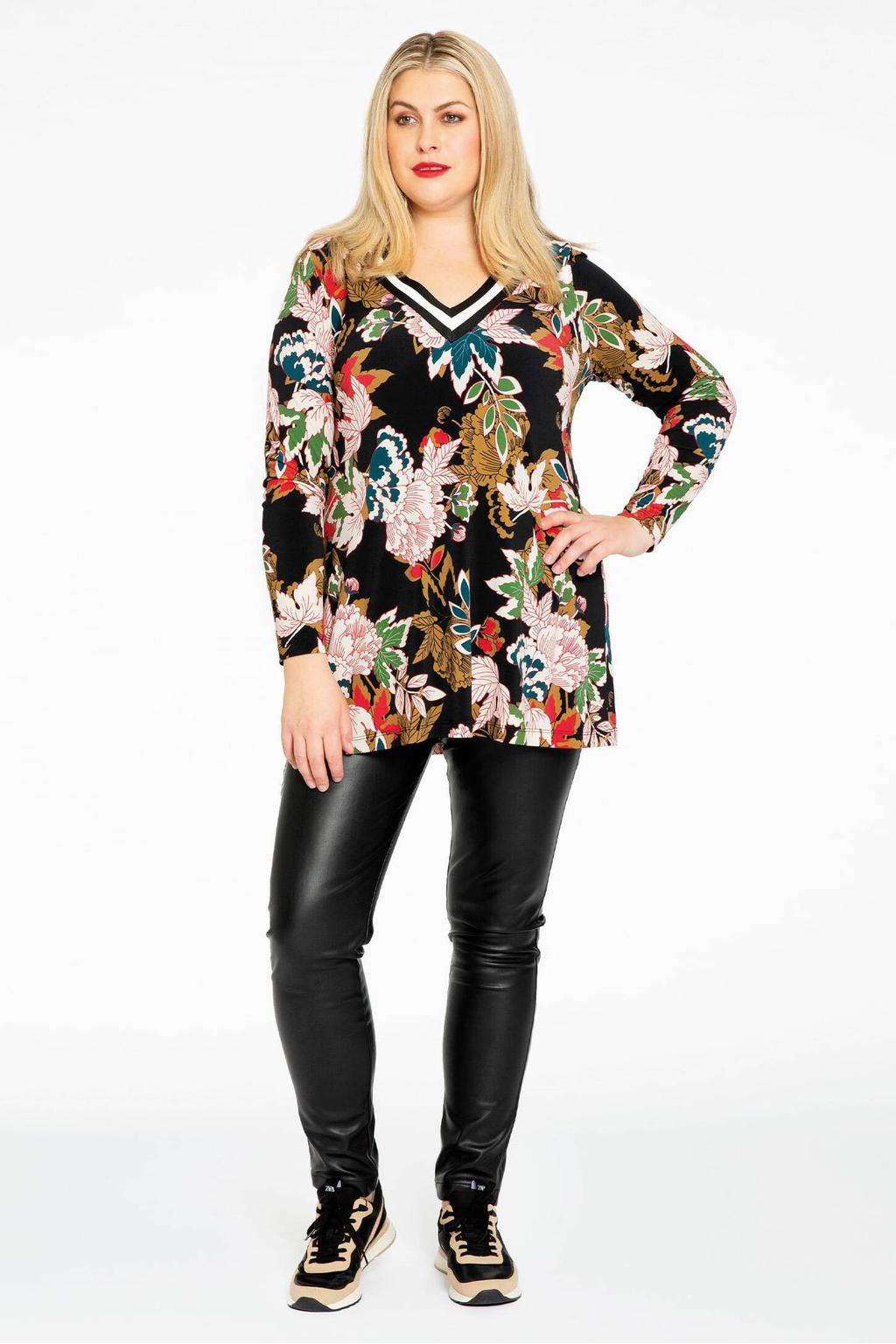 Zwarte dames Yoek coated skinny legging met regular waist en elastische tailleband