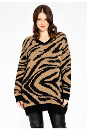 oversized gebreide trui met tijgerprint TIGER bruin/zwart