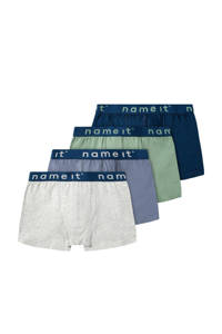 NAME IT KIDS   boxershort - set van 4 grijs/groen/blauw, Grijsblauw